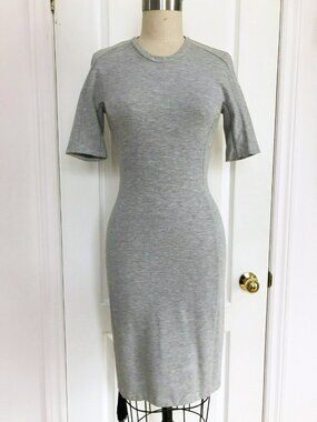 3.1 Phillip Lim Gray Knit Knee Length Dress Size 2 Minimalist 90s Fit